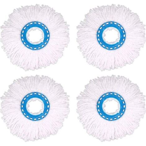 4 Têtes de Rechange en Microfibre pour Balai Rotatif 360°, Lavable, Diamètre 16 cm, Nettoyage Sol Maison
