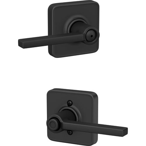 Levier de porte avec bordure, serrure de confidentialité pour lit et salle de bain, noir mat (1/5)