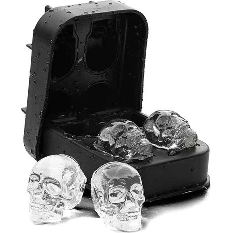 Totenkopf-Eisform – 4 Fächer – Lebensmittelechtes Silikon – Für Whisky, Cocktails, Bier und andere Getränke – 1 Stück (1/5)