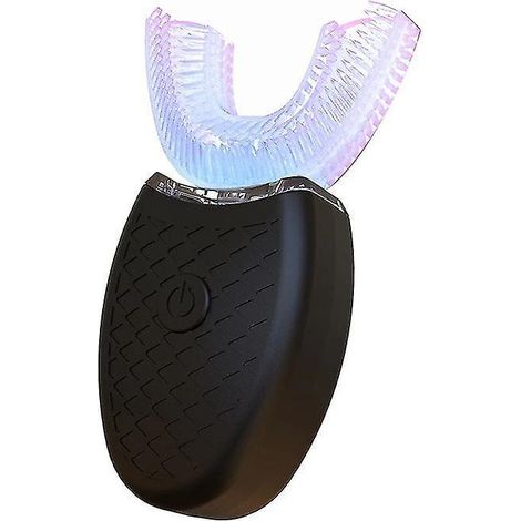 360° Smart Automatische U-förmige elektrische Zahnbürste für Erwachsene, verschiedene Modi, USB-aufladbar, Schwarz (1/5)