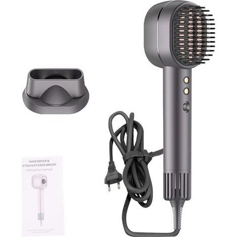 BelleRise – 2-in-1 Haartrockner und Glätteisen – AE-581 110.000 U/min – Schnelltrocknung 20 m/s – Rotlicht für die Haarpflege – Grau – EU 220 V (1/5)