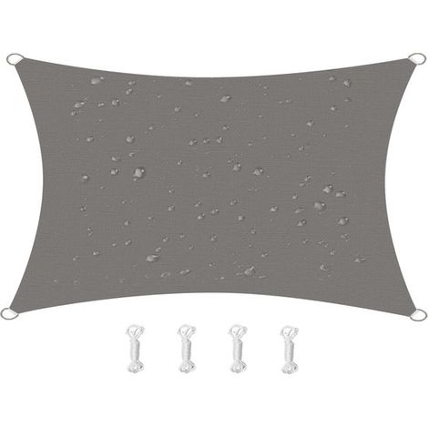 Dos toldos rectangulares de 3 metros, impermeables, con cuatro cordones de 2 metros, anillas en D de acero inoxidable, para jardines, patios, piscinas y camping, color beige. (1/5)