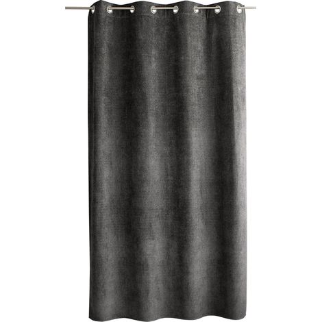 Rideau thermique ALPAGA 140 x 240 cm – Velours chenillé – Doublure polaire - 140x240cm - Gris anthracite (1/4)