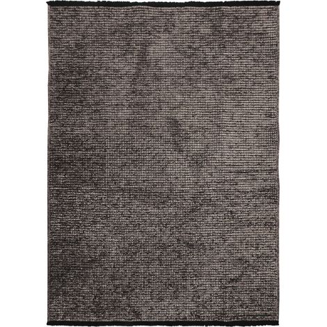 MILANO - Tapis tissé plat coton noir et reflet lumière anthracite 120x170 (1/5)