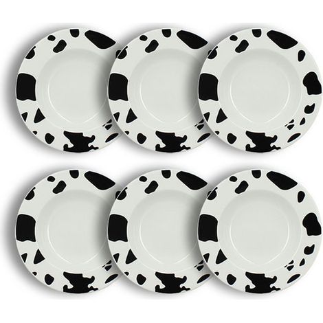 Lot de 6 assiettes creuses 20cm en porcelaine, ZEBRE (1/2)