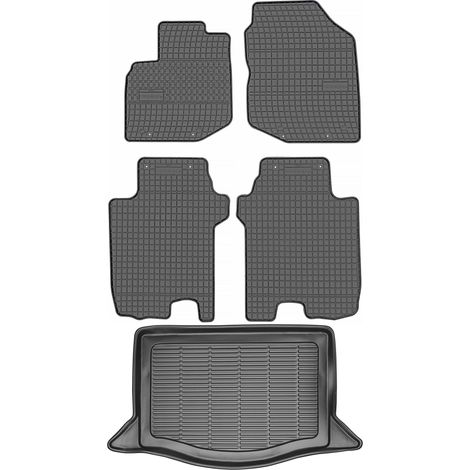 Juego de alfombrillas de goma para coche y alfombrilla para maletero para Honda Jazz III Hatchback (2008-2015).