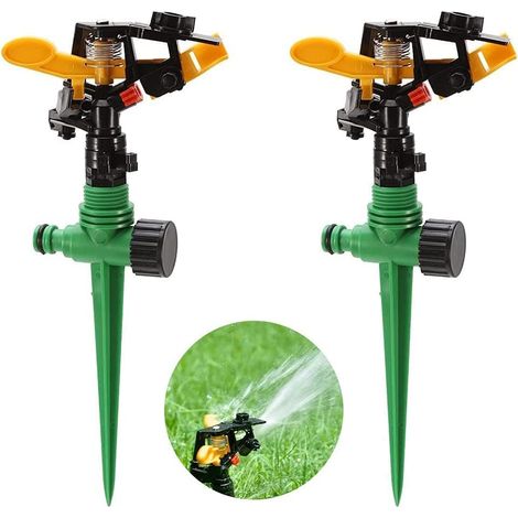 Aspersor de jardín, sistema de riego automático giratorio de 360° (2 unidades), rociador de agua ajustable. (1/5)