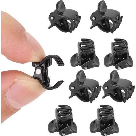 100 Stück schwarze Mini-Haarspangen aus Kunststoff, kleine Krallen-Haarspangen, Kleiderclips, Accessoires (1/4)