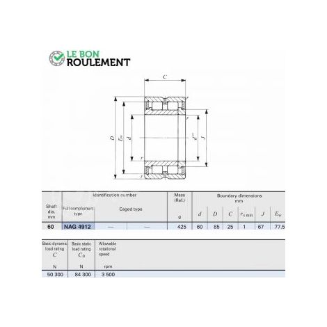 Roulement à rouleaux cylindriques NAG4912-IKO