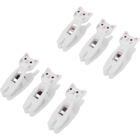 6 Pinces Alimentaires Métal Ressort Poignée Antidérapante Bandes Anti-Glisse Pour Sacs Snacks, Vêtements, Documents, Blanc, Lot de 6 (1/5)