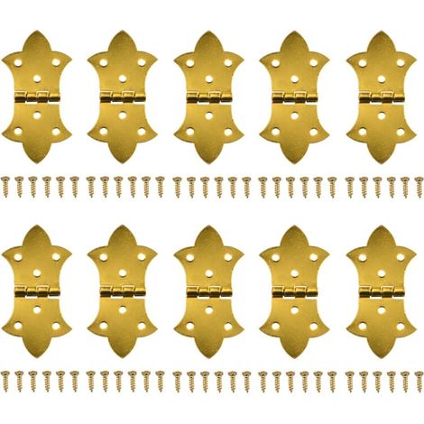 mini charnières décoratives en forme papillon rétro avec vis petites meubles pour boîte à bijoux en armoire tiroir lot de 10 Bois (1/5)