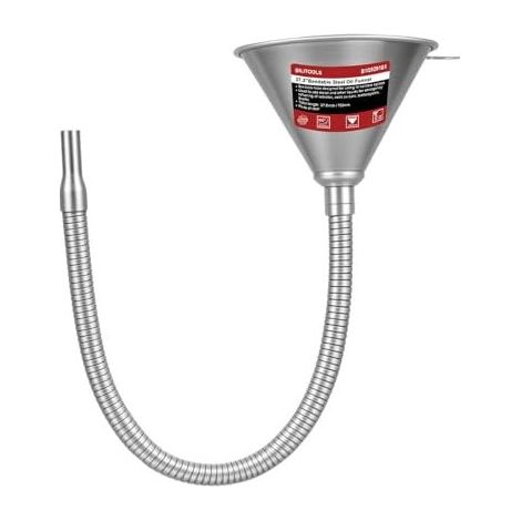 Entonnoir Huile Moteur Flexible en Acier 66.5 cm. avec Filtre pour Carburant et Liquide de Transmission. Bec Verseur Métallique Pliable Voiture Moto. Universel - (1/5)