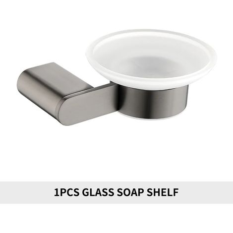Porte-savon rond gris, porte-savon mural pour salle de bain, distributeur de savon en verre, porte-savon en métal doré. (1/5)