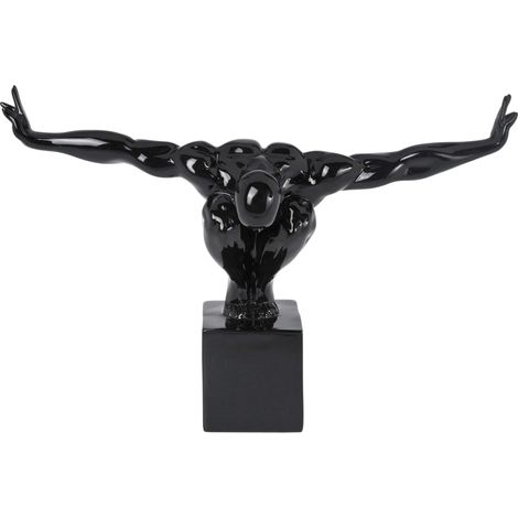 Kare Design Oggetto Decorativo Athlete, Nero, piccolo, Fatto a Mano, estetico, artistico, Base in Marmo, 29x43x15 cm (A/L/P) (1/2)