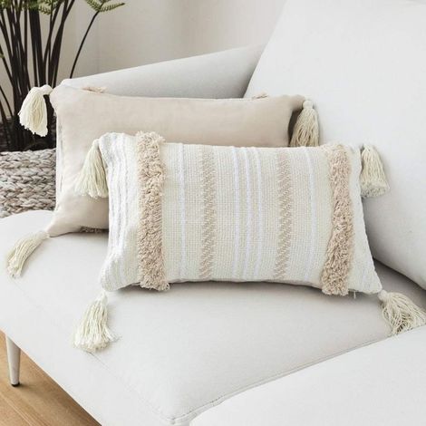 Modern Throw Pillow Covers, Simple Beige Geometric Knitted Decorative Throw Pillow Cases for Sofa and Living Room (1 Piece, 5030cm) (1/5)