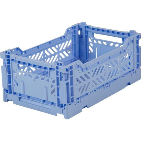 Boîte pliante, boîte pliante stable en plastique, empilable, mini (27x17x11cm), bleu bébé (1/5)