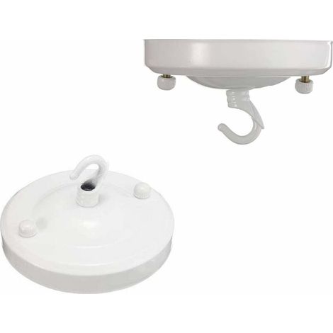 Vintage Lustre Plafonnier, Rétro Fer Rosette Crochet Porte-Plaque Pendentif Lumière Toit Ventouse Disque Cadre DIY Luminaire Accessoires Créatif (Blanc) (1/5)
