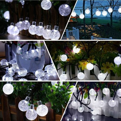 Luces Solares De Cuerda - Bolas De Cristal Led - 50 Unidades - 7 M - Modos De Iluminación 8 - Ip65 - Para Jardín Patio Y Exterior (1/5)