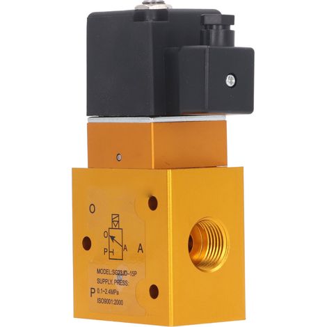 Électrovanne pneumatique G1/2" 2 positions 3 voies, pression de service 0,1–2,4 MPa, à guide interne, 24 V CC