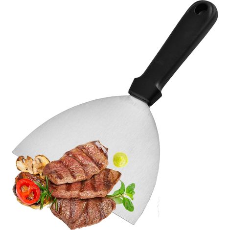 Cuillère Spatule Barbecue Acier Inoxydable - Poignée Résistante Chaleur pour Œufs Steaks Barbecue Plaque Plate