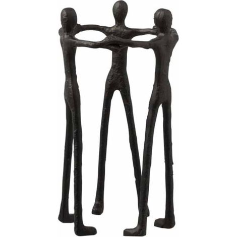 Statue Déco "3 Personnes en Cercle" 36cm Noir