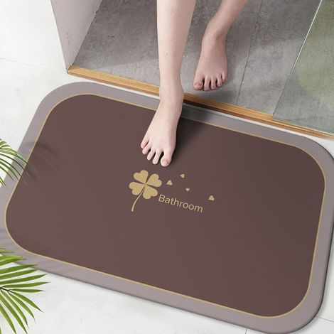 LAN Ephemere Vierblättrige Pflanze – Bitterkaffeebraun 4060 cm (Kieselgur) Kieselgur-Fußmatte, rutschfeste Badezimmermatte, strapazierfähige WC-Matte und ABS (1/5)