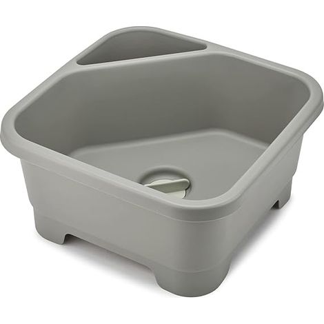Viereckiger Eimer Joseph Joseph Duo für Spüle, Utensilienorganisator, effizienter Abfluss, abnehmbarer Deckel und Schwammfach, grau.