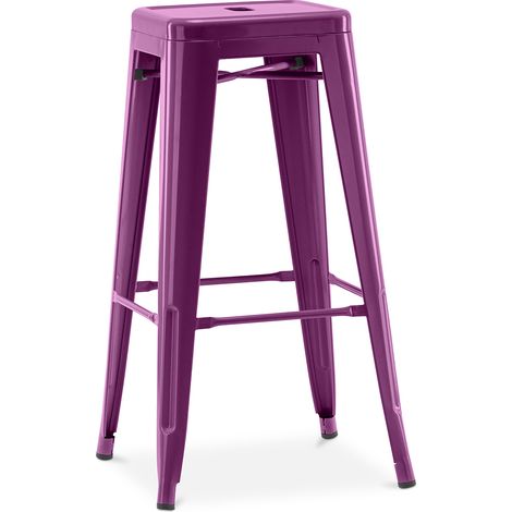 Tabouret de bar – Style industriel – Acier – 76 cm – Stylix Violet