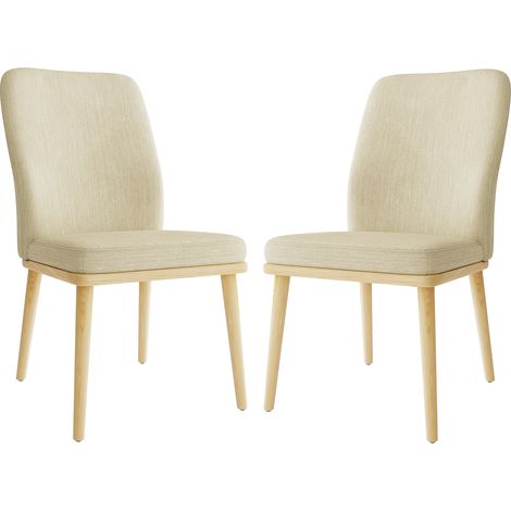 COLAMY Chaise – Lot de 2 Chaises de Salle à Manger à Dossier Haut, Structure en Bois, Style Vintage Élégant, Parfaites pour Cuisine et Salle à Manger, beige