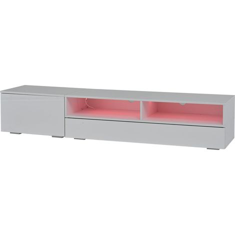 Meuble tv 180x40x30, contemporain avec vitrine et led pour téléviseurs jusqu'à 80 pouces (1/5)