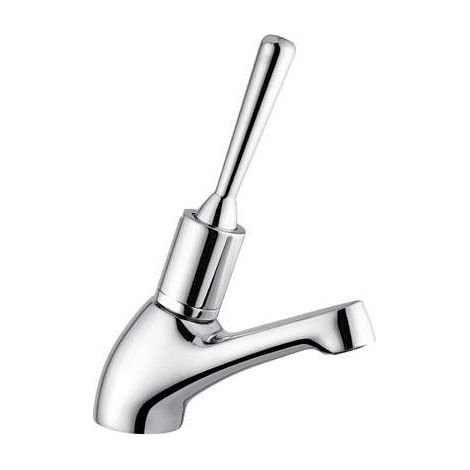 Idral – Robinet poussoir temporisé 15 secondes – Commande à levier anti-dévissage – Limiteur de débit 6 l/min – Laiton chromé (1/4)