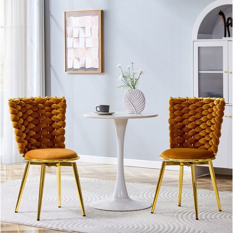 Silla comedor tapizada terciopelo patas metal dorado OKMYHOME (1/5)