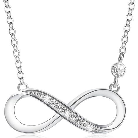Collier infini pour femme, chaîne en argent sterling 925, bijou à offrir à une femme, une maman, une fille ou une petite amie.