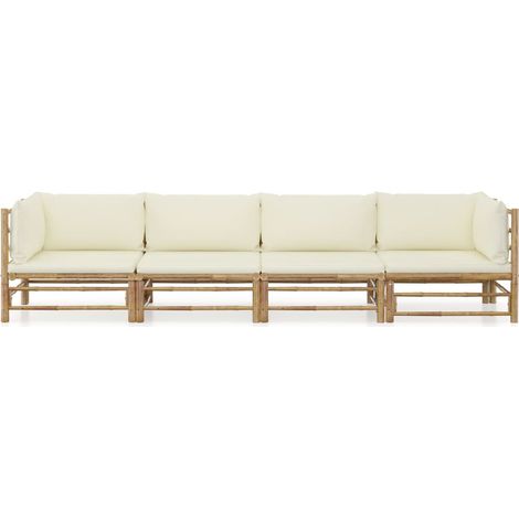 Maison Exclusive - 4-tlg. Garten-Lounge-Set mit Cremeweißen Kisse