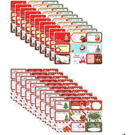 180 étiquettes autocollantes Noël, 18 motifs sapin Père Noël bonhomme neige, étiquettes cadeaux festives pour emballage cadeaux famille (1/5)