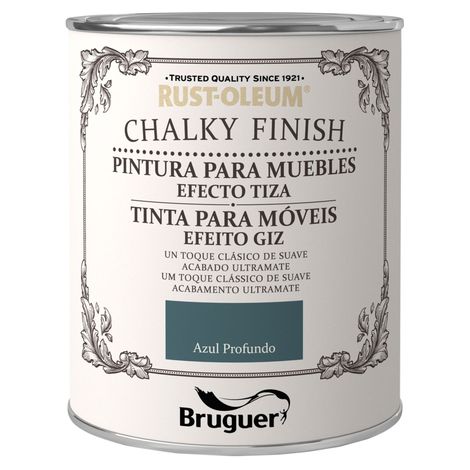 XYLAZEL chalky muebles 750ml azul profundo , Rust Oleum Chalky Finish Pintura para Muebles Xylazel. Pintura al agua para muebles efecto tiza. Es una pintura divertida que te permit