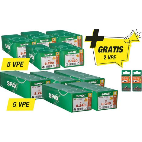 Offre promotionnelle Spax vis à embase - composée de : 5 x 94 094 07 + 5 x 94 094 08 + - 2 x 94 029 16 gratuit (1/2)