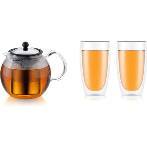 Théière à Piston en verre - Filtre et Couvercle inox - 1.5 L (1/5)