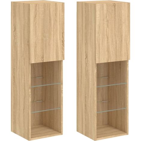Maison Exclusive - Meubles TV avec lumières LED 2 pcs chêne sonoma 30,5x30x102 cm (1/5)