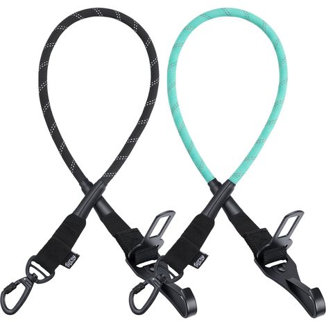 2PCS Ceinture de Sécurité pour Chien en Voiture, Ceinture Universelle avec Boucle et Mousqueton, Clip Verrouillable Rotatif à 360°, Harnais de Sécurité Réfléchissant pour Animaux, Noir + Cyan (1/5)