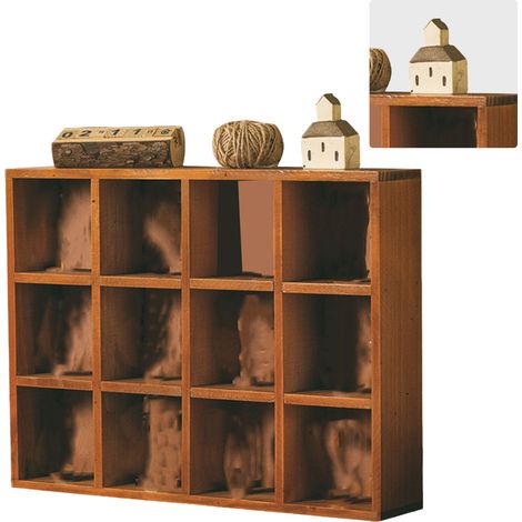 Wandmontiertes Figurenregal, Retro-Holzfiguren-Vitrinenschrank für Zuhause, Schlafzimmer, 12 Fächer (1/5)