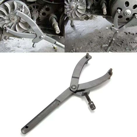 Clé d'embrayage Outil, Outil d'embrayage de Moto Universel pour Moto/Scooter, Clé d'Embrayage a un Design en Forme de Y, Clé à Volant de Type Y avec Ouverture Réglable (Longueur: 30cm) (1/4)