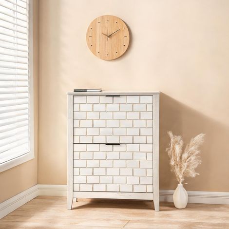 Meuble à chaussures vintage en bois blanc 80 cm 80 x 24 x 97,5 cm (1/5)
