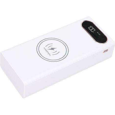 Boîtier de batterie 18650 L16, prend en charge la charge rapide 22,5 W et la charge sans fil 15 W - deux ports USB, écran LCD, blanc. (1/5)