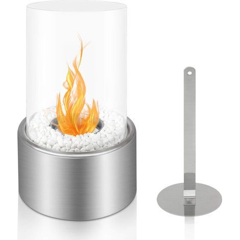 Cheminée Éthanol de Table, 16.5 x 16.5 x 27.5 cm, Argent (1/5)