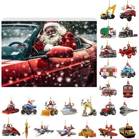 Boîte surprise compte à rebours de Noël Sac à dos de Noël avec breloque calendrier de l'Avent Accessoires de voiture en acrylique (1/5)