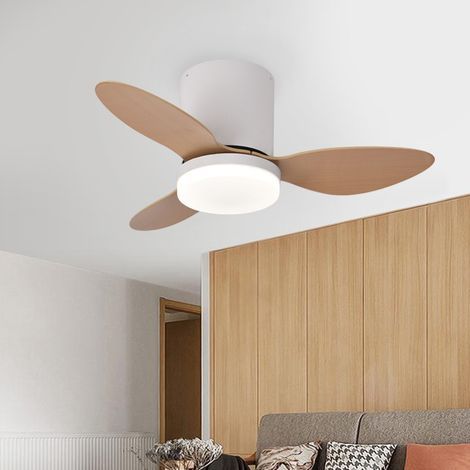 Plafonnier Ventilateur 25" avec Lumière, Télécommande, Réversible et Ventilateur de Plafond Silencieux pour Petit Salon ou Chambre (1/5)