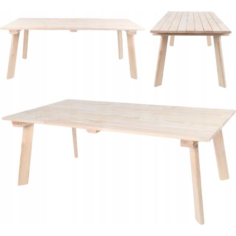 Tavolino da caffè, tavolo da giardino, tavolo rettangolare in legno di pino, 119x59x46 cm (1/5)