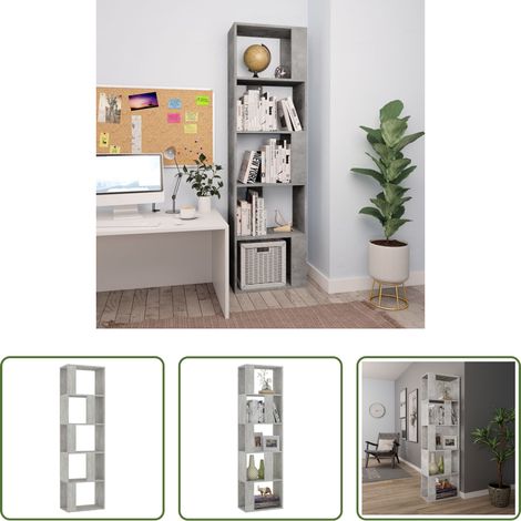 vidaXL Rangement - Bibliothèque/Séparateur de pièce Gris béton Bois d’ingénierie (1/5)