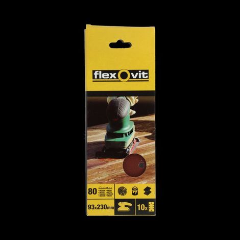 Flexovit 63642526340 1/3 Sanding Sheets Perforated Medium 80 Grit (Pack 10) FLV26340 (1/2)